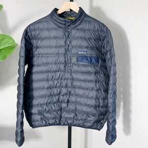 Patagonia Down Snap Pullover Jacket Mens Medium Gray